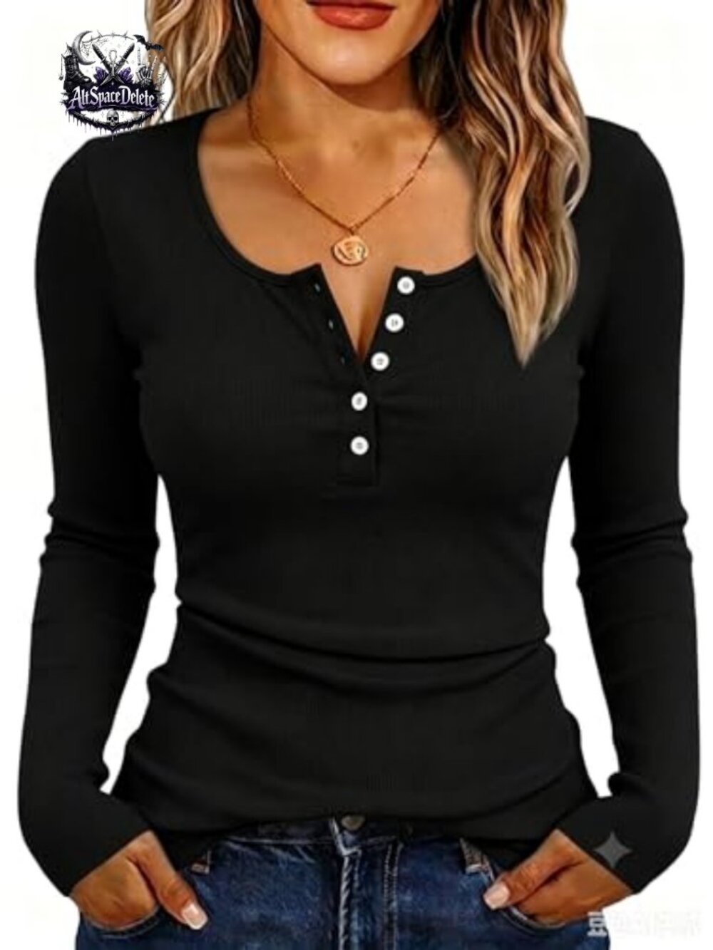Long Sleeve Ribbed Henley Top Slim Fit Button Down Casual Fall Shirt